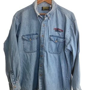 Vtg California Speedway Embroidered Denim Button Up Shirt USA Size Men’s XL